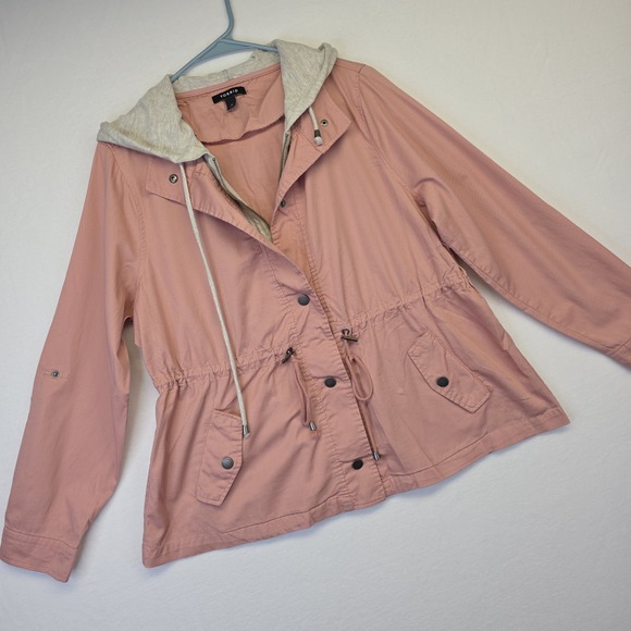 Torrid Jacket Womens 0 or L Pink Coastal Utility Hooded Casual Layering Sporty - Picture 15 of 16